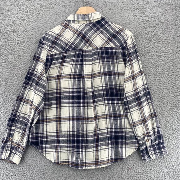 Love Tree Shirt Womens Small Navy Plaid Flannel Button Up Collared Long Sleeve - Picture 3 of 10